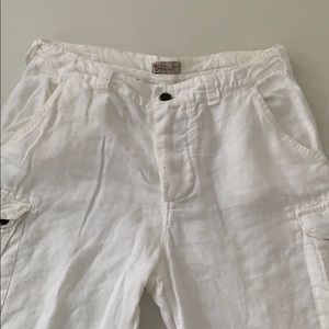 Zara men 100%linen cargo shorts white size 31